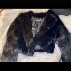 Black Fur Cropped Jacket